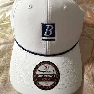 Imperial White Cap with Navy Logo